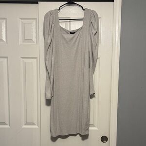 Express Light Gray Long Sleeve Dress with puffer sleeves